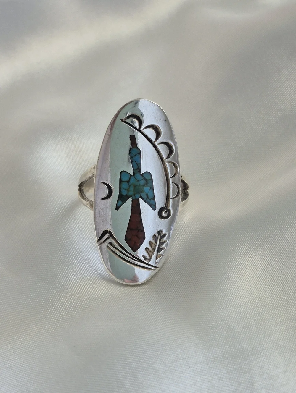 Sterling Silver Turquoise Inlay Thunderbird Ring